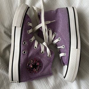 High top sparkly purple converse